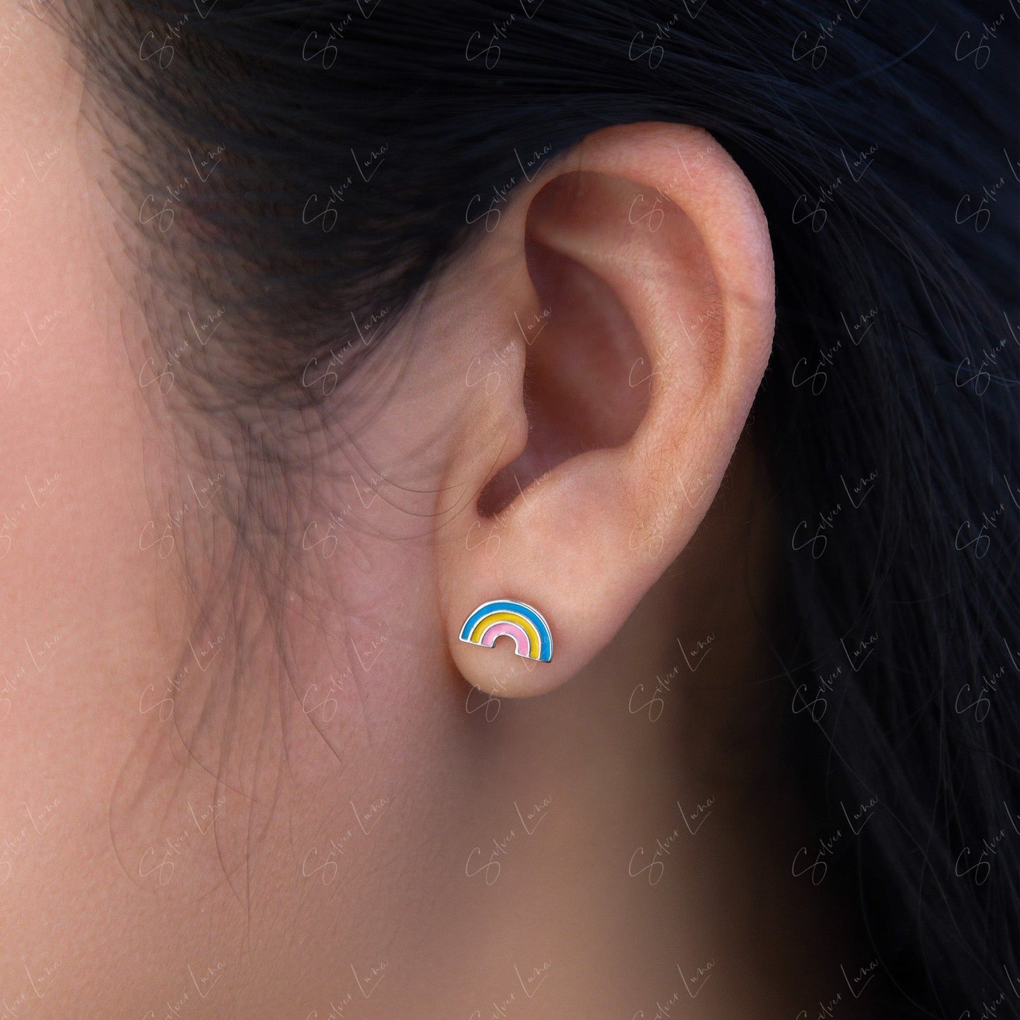 children rainbow stud earrings