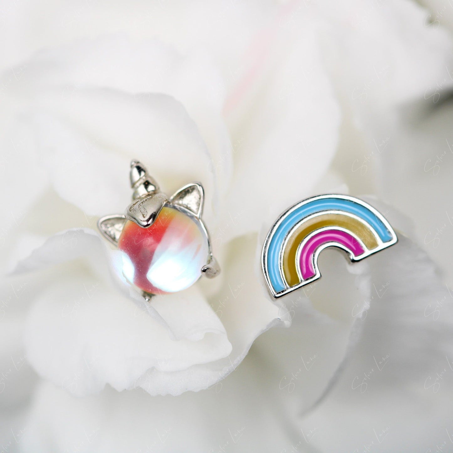 rainbow unicorn stud earrings