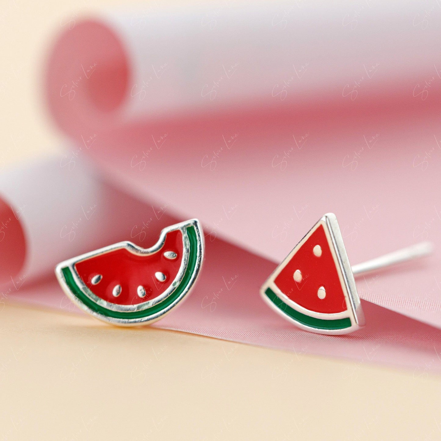 Hot summer water melon stud earrings