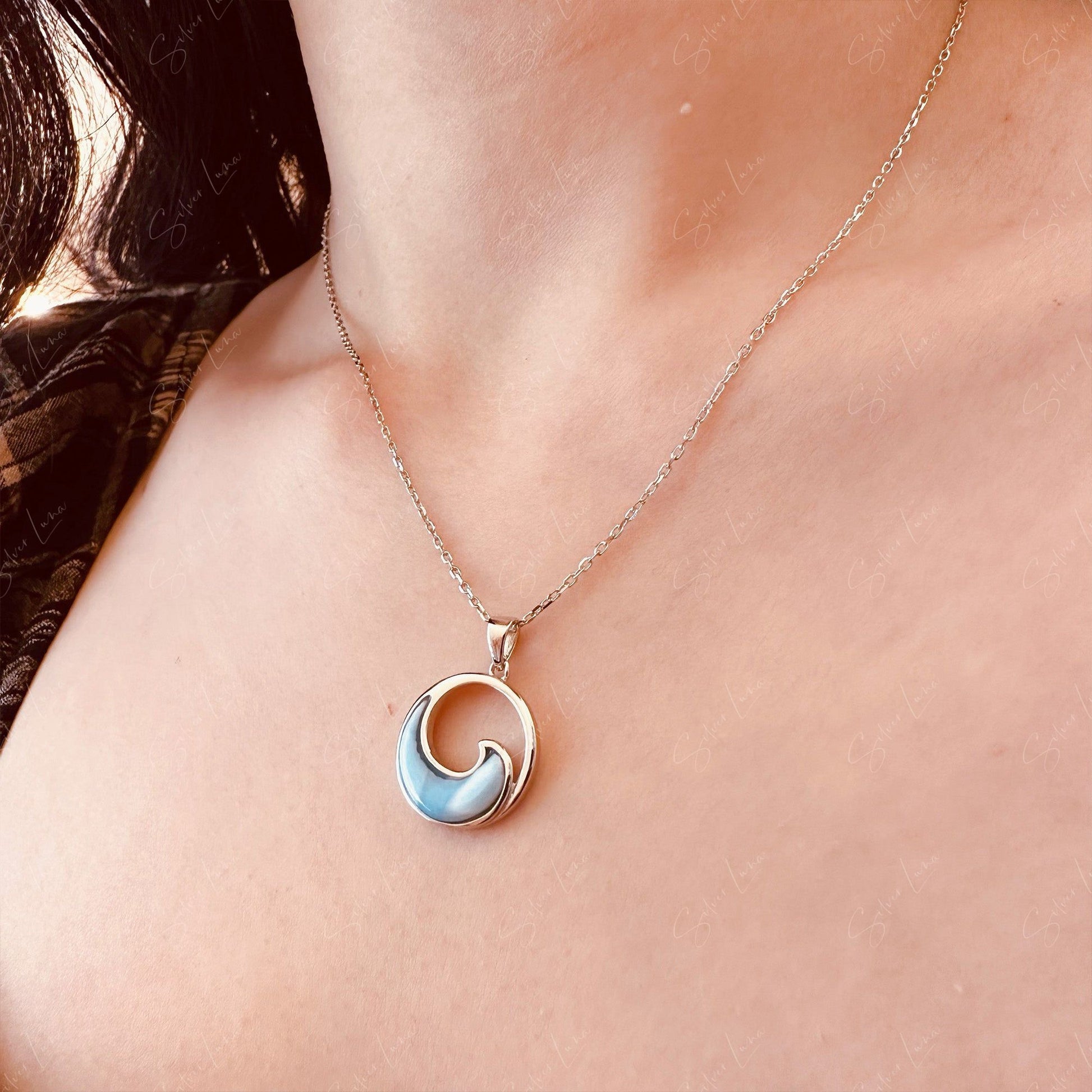 Blue wave Larimar necklace 