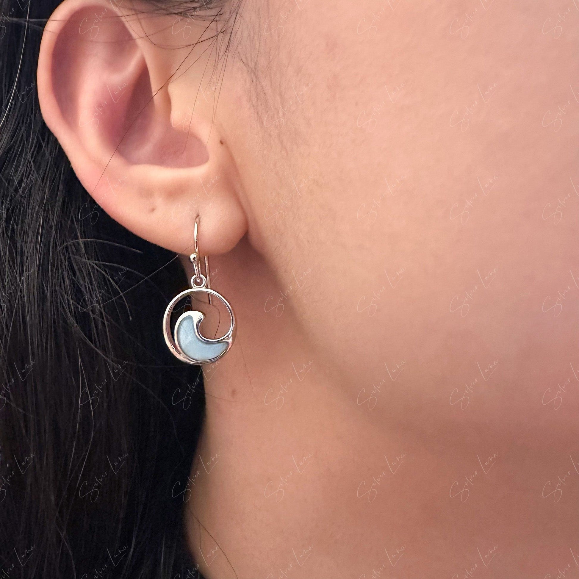blue wave larimar dangle drop earrings